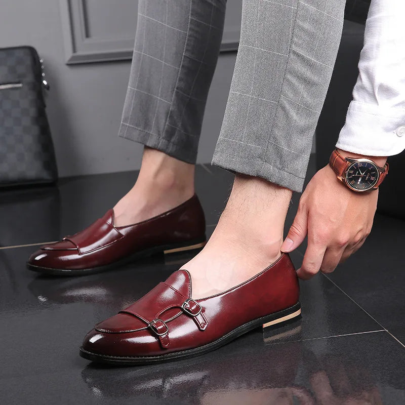 Monaco - Men's Elegant Burgundy Double Monk Strap Loafers - Ashour Shoes