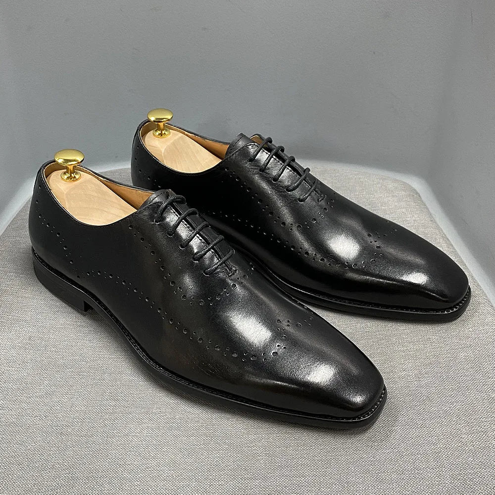 Punteggiato - luxury oxford leather dress shoes for men - Ashour Shoes