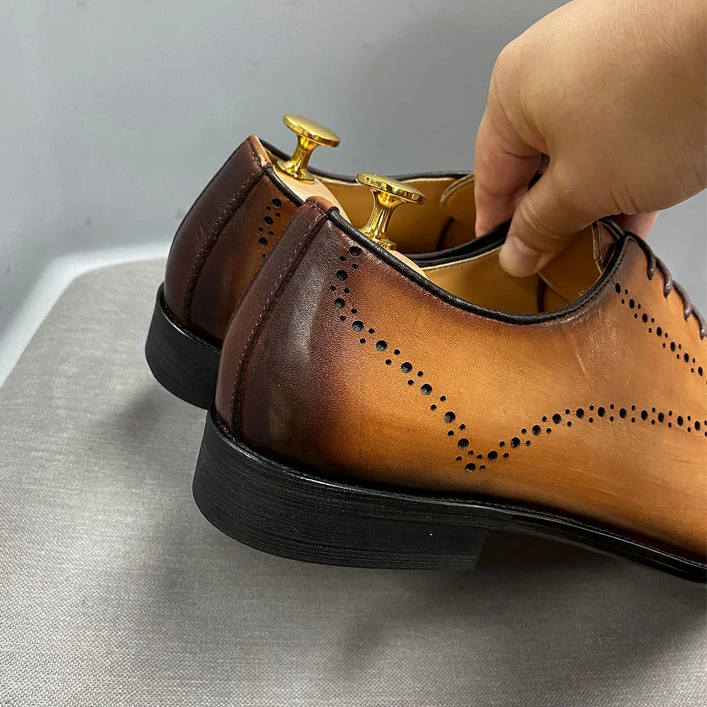 Punteggiato - luxury oxford leather dress shoes for men - Ashour Shoes
