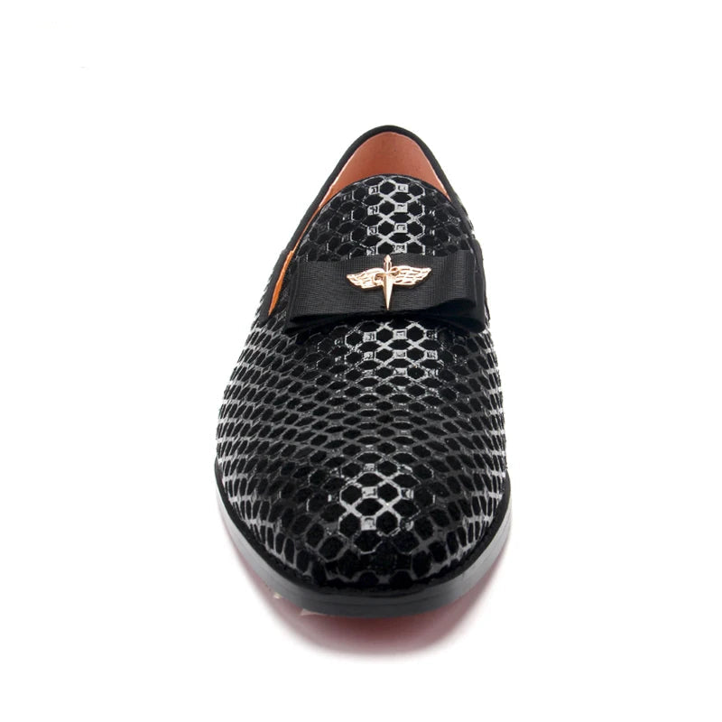 Nobile2 - Men's Black Dress Loafers with Bow Accent - Ashour Shoes
