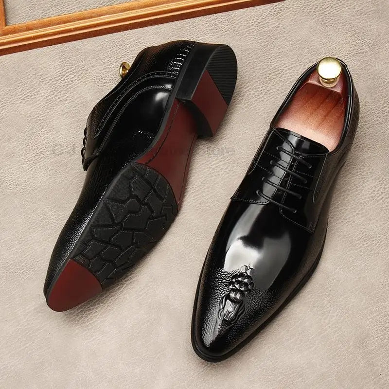 white christmas dresses LEATHER BLACK DESIGNER FORMAL SHOES FOR MEN main image 0