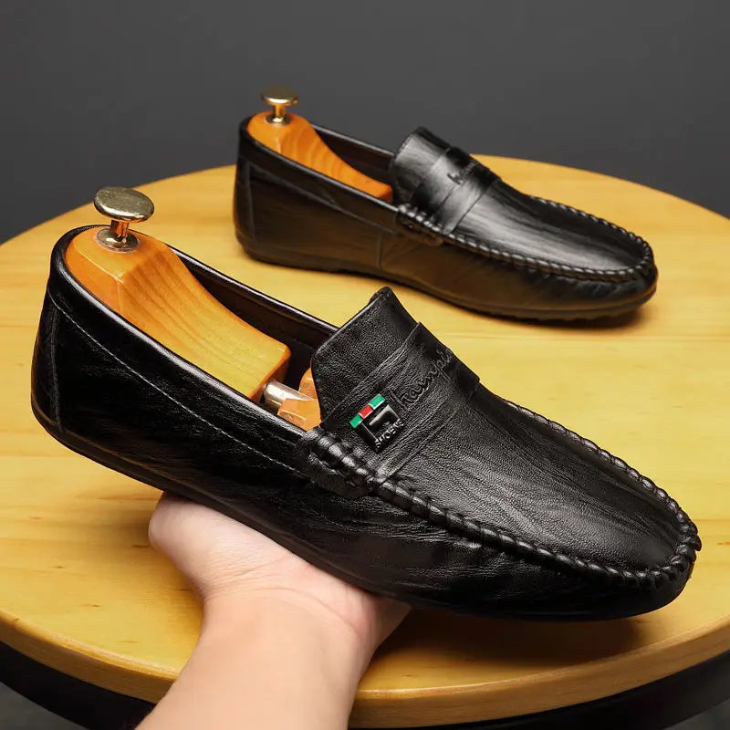 Stile - Men's Casual White PU Leather Slip-On Loafers - Ashour Shoes
