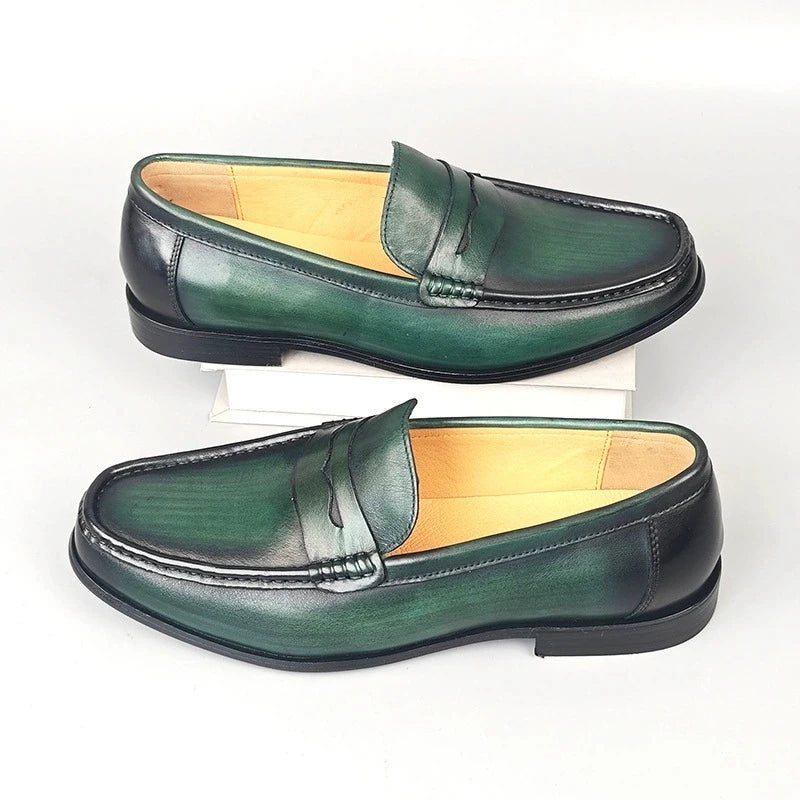 Classico - Men's Elegant Burnished Leather Penny Loafers - Ashour Shoes