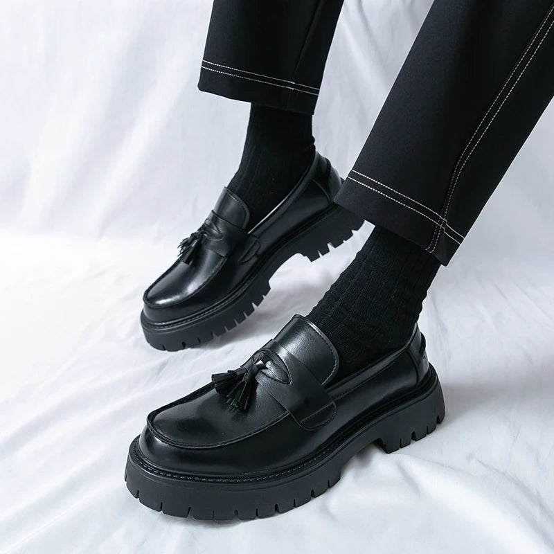Stile - Men's Polished Leather Chunky Tassel Loafers - Ashour Shoes