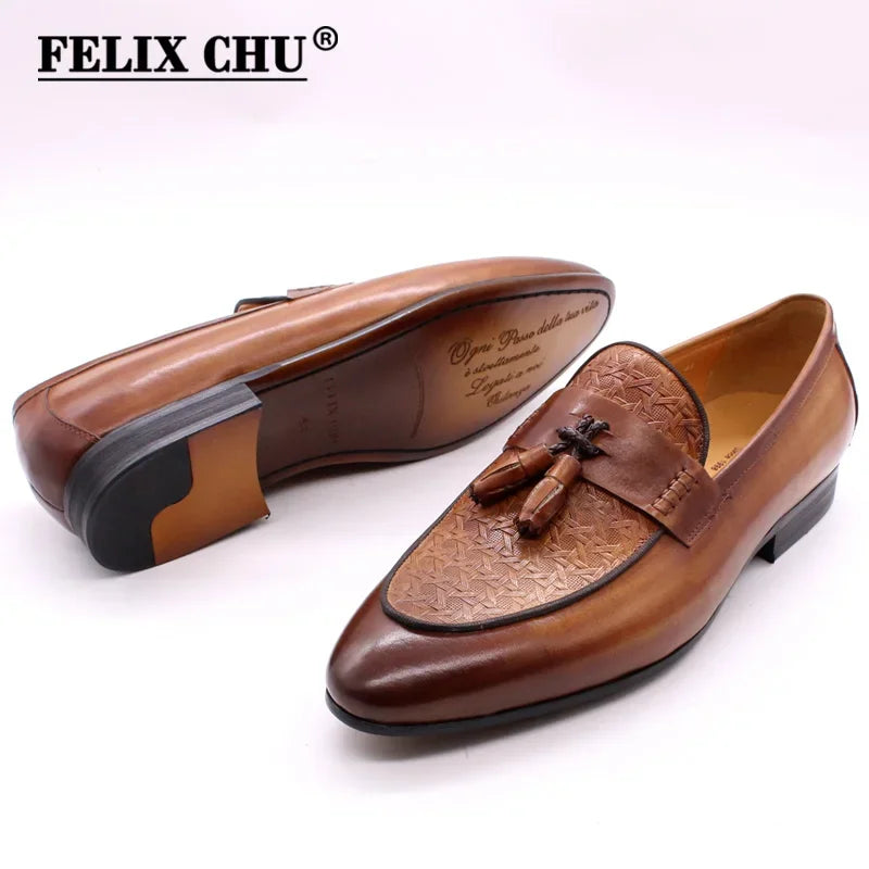 Maestro - Men's Hand-Painted Genuine Leather Tassel Loafers - Ashour Shoes