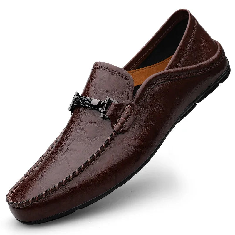 Veloce - Men's Premium Leather Buckle Driving Loafers - Ashour Shoes