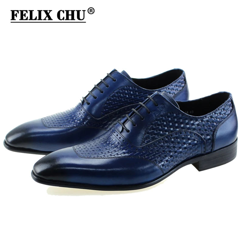 Stile - Men's Elegant Genuine Leather Woven Oxford Dress Shoes - Ashour Shoes