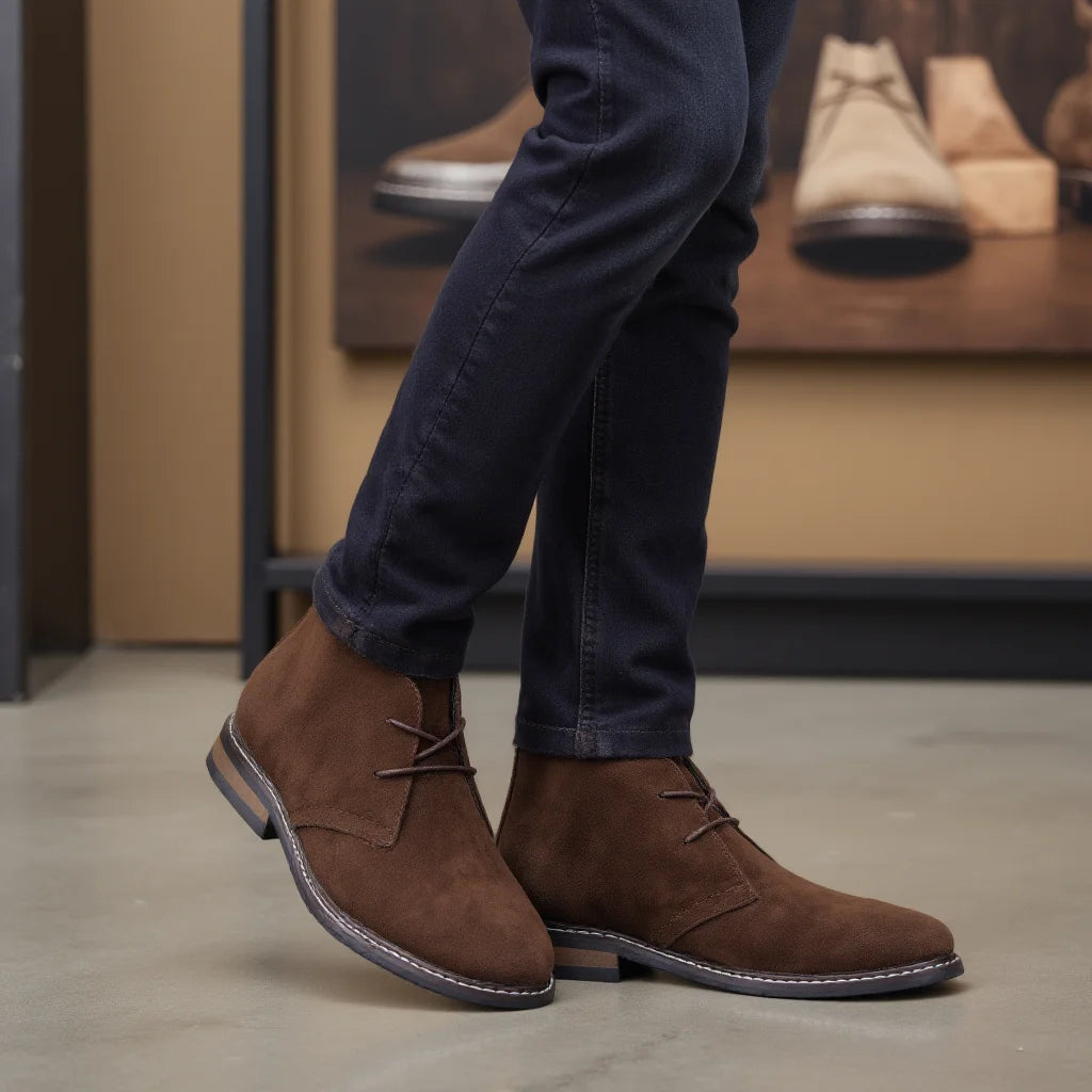 Vagabondo - Men's Classic Brown Suede-Texture Desert Ankle Boots - Ashour Shoes