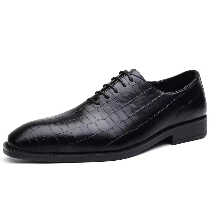 Distinto - Men's Crocodile Embossed Leather Oxford Dress Shoes - Ashour Shoes