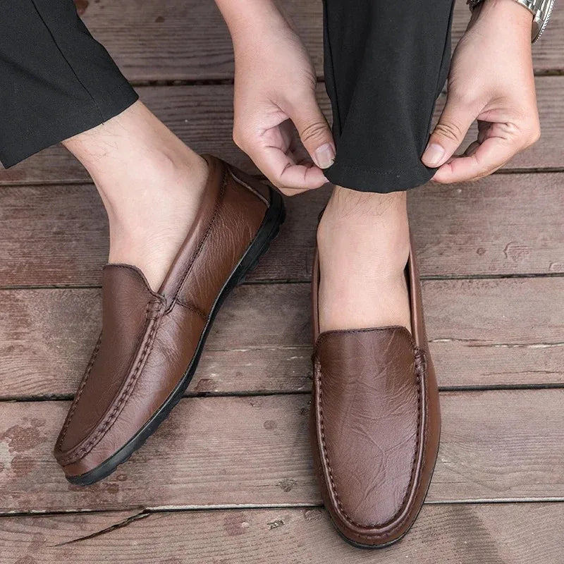 Comodo - Men's Classic Genuine Leather Driving Loafers - Ashour Shoes