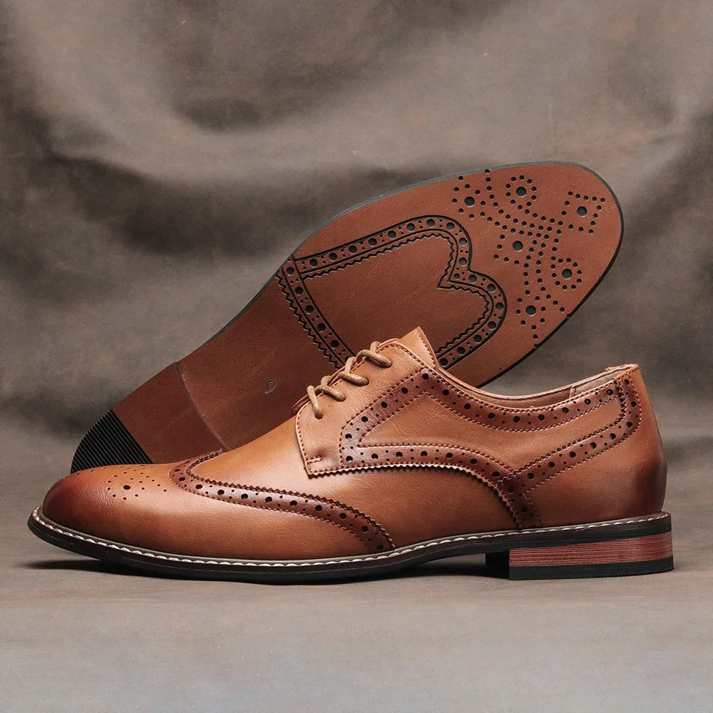 Maestro - Men's Classic Wingtip Brogue Dress Shoes - Ashour Shoes