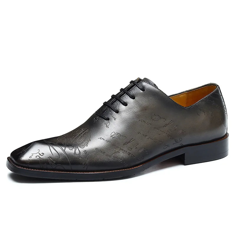 Eleganza - Men's Laser-Carved Leather Oxford Dress Shoes - Ashour Shoes