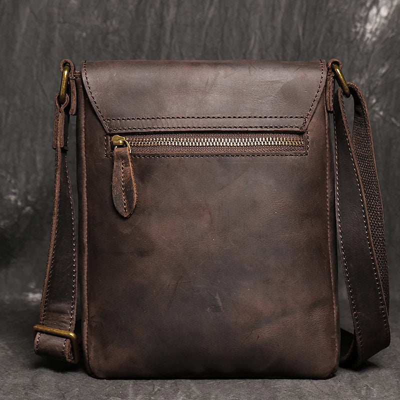 Lavino - Genuine Leather Crossbody Bag for Men – Compact Sling Satchel for Phone and 7.9-Inch Tablet - Ashour Shoes