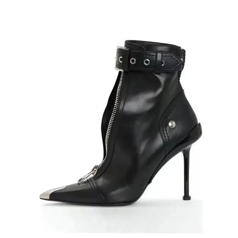 POX5 - Red bottom Stiletto shoes for women with a buckle and a zipper closure - Ashour Shoes