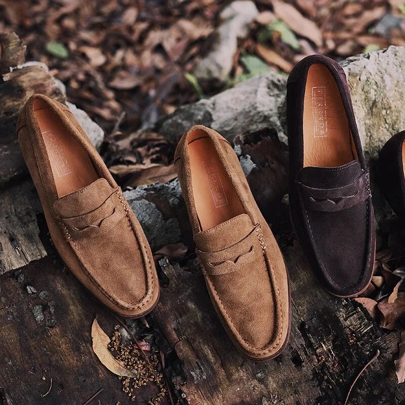 Camoscio - Men's Classic Suede Penny Loafers - Ashour Shoes