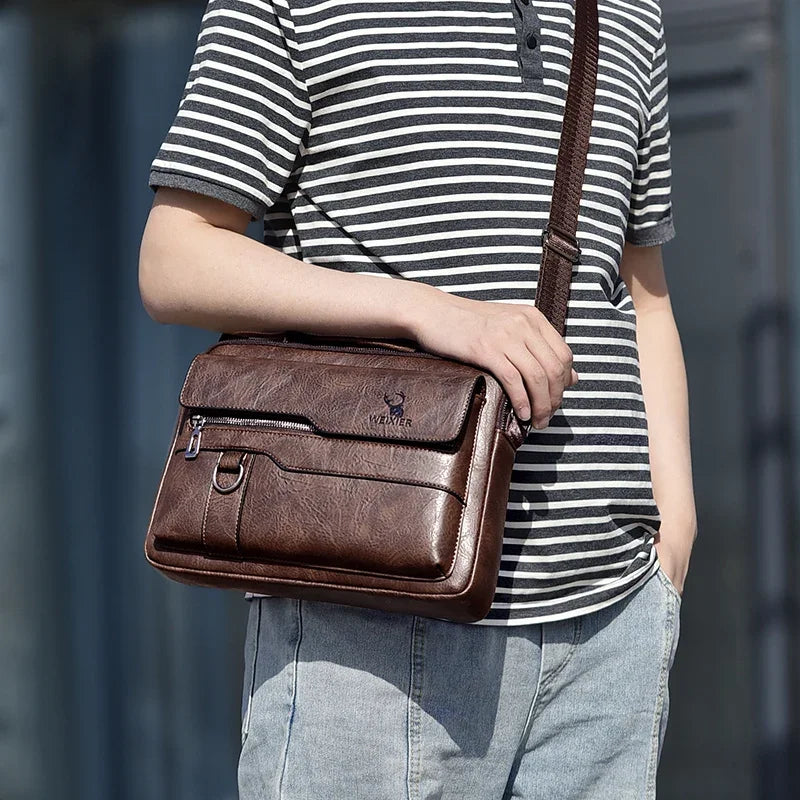 Weix - Men's Casual Flap Messenger Bag Crossbody Leather Shoulder Bag - Ashour Shoes