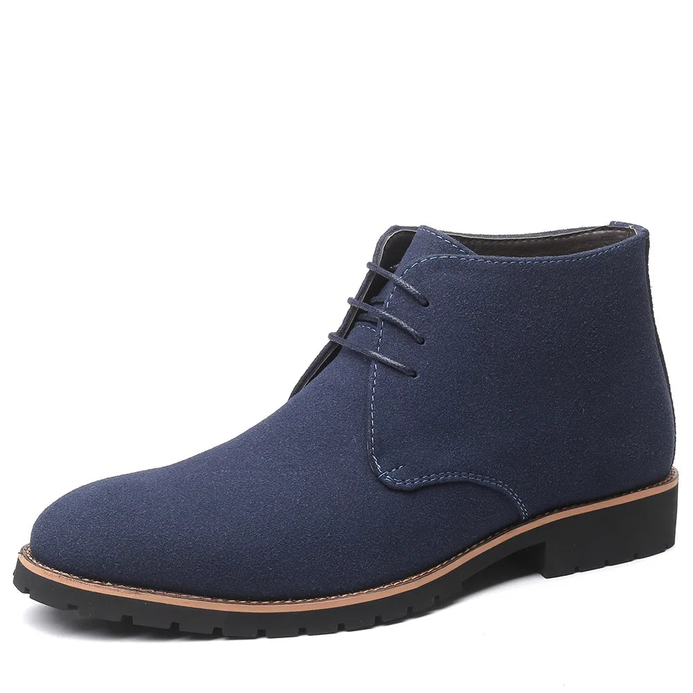 Stile - Men's Navy Faux Suede Lace-Up Chukka Boots - Ashour Shoes