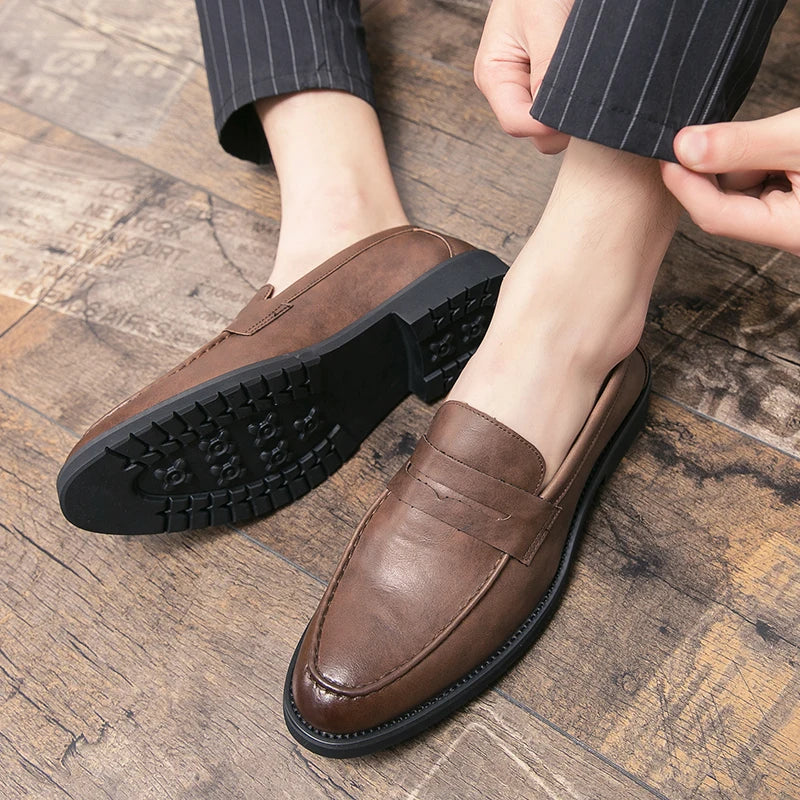 Loreno – Men’s Genuine Leather Penny Loafers – Classic Slip On - Ashour Shoes