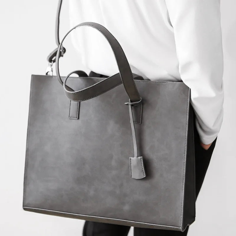Suma - Men's Vegan Leather Tote Bag – Stylish Vintage Handbag for Everyday Versatility - Ashour Shoes