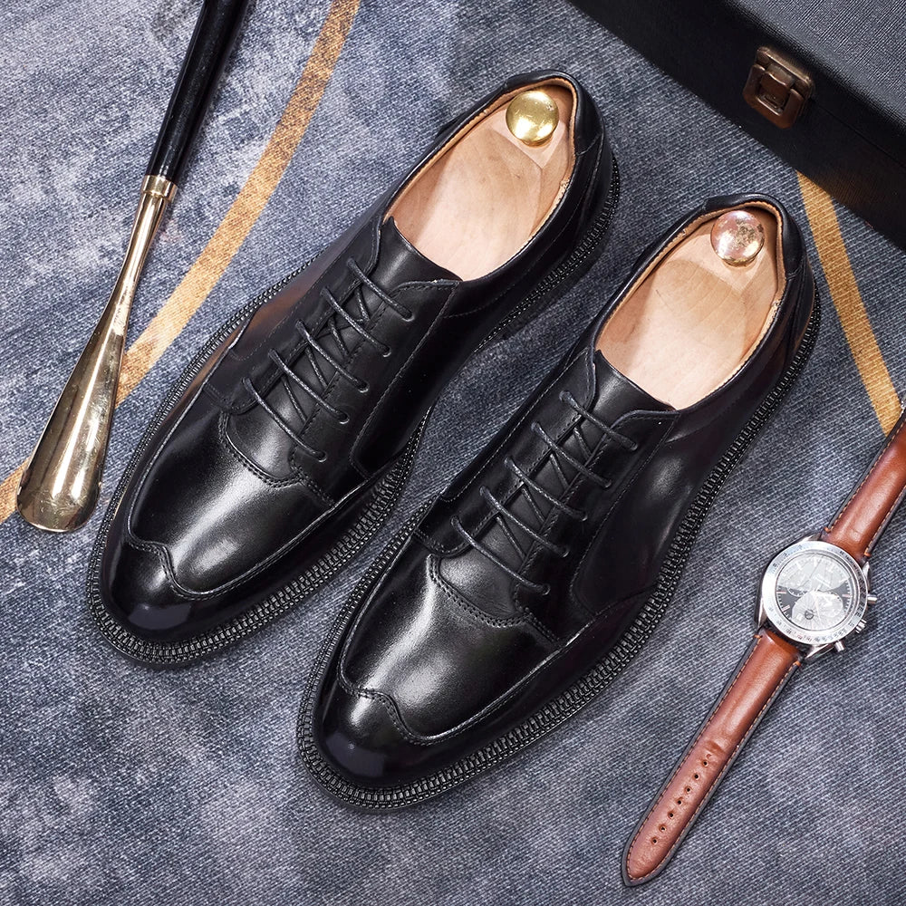 Maestro - Men's Elegant Burnished Leather Derby Dress Shoes - Ashour Shoes