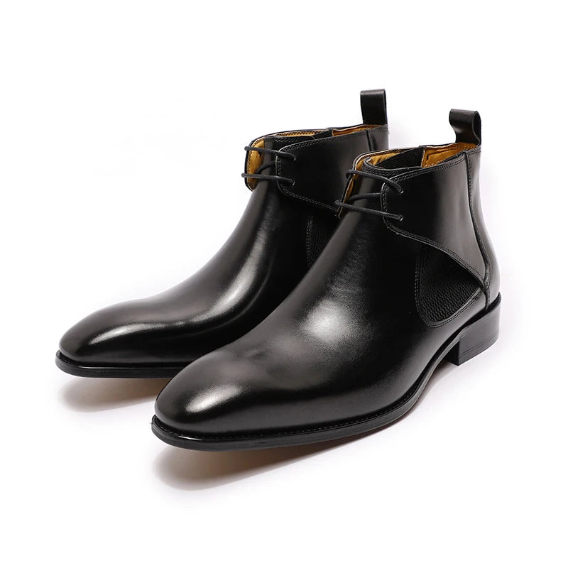 Stile - Men's Elegant Leather Ankle Boots for Business & Wedding - Ashour Shoes
