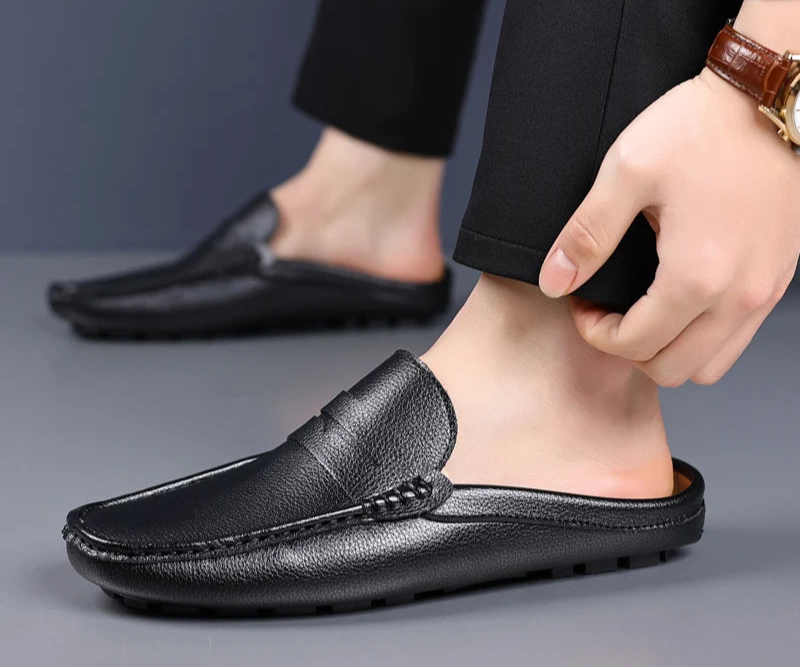 Momo A2 - backless loafers / leather mules for men - Ashour Shoes