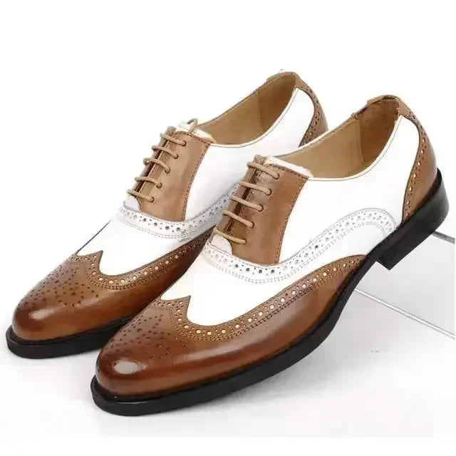 Dandy - Men's Two-Tone Wingtip Brogue Oxford Dress Shoes - Ashour Shoes