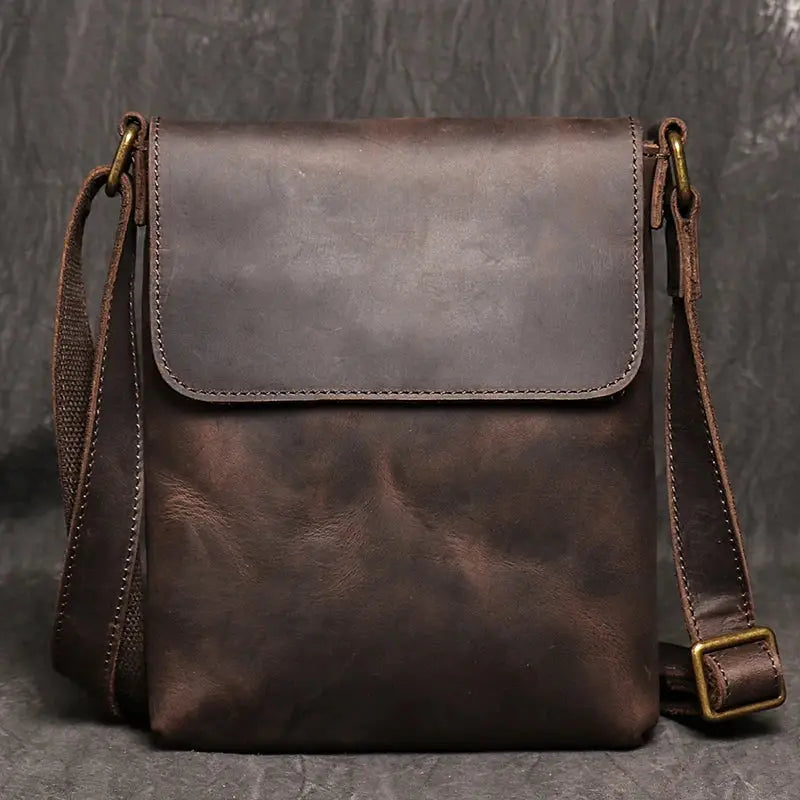 Lavino - Genuine Leather Crossbody Bag for Men – Compact Sling Satchel for Phone and 7.9-Inch Tablet - Ashour Shoes