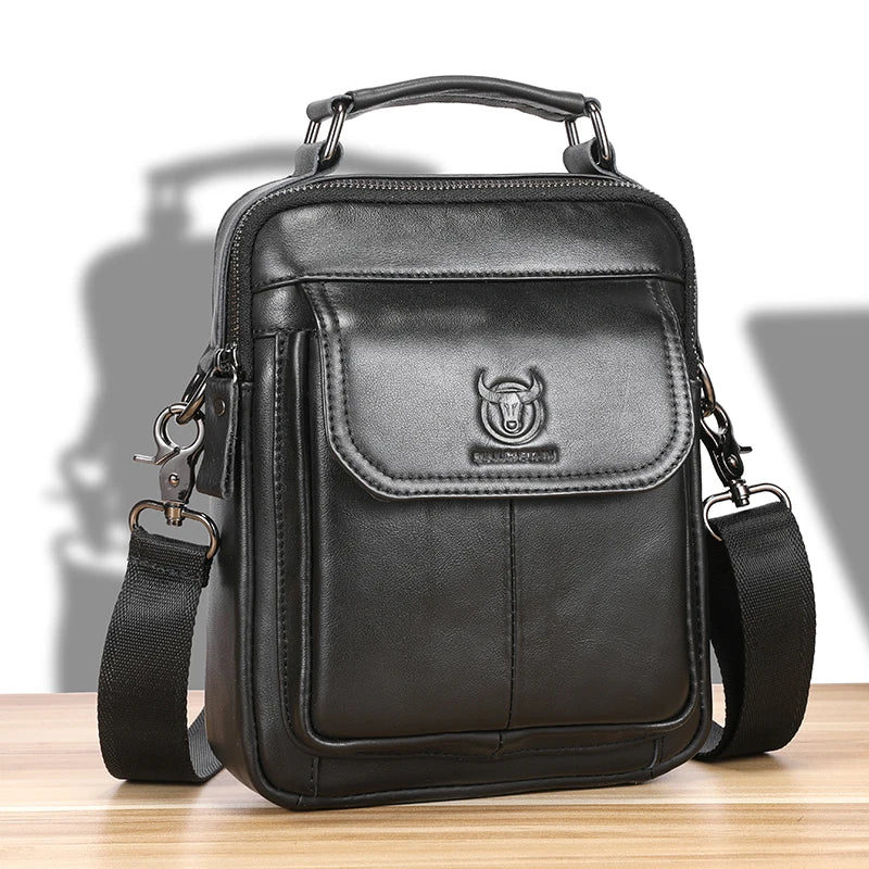 Rondi - men's Leather Crossbody Shoulder Bag Compact Multi-Pocket Travel Messenger Bag - Ashour Shoes