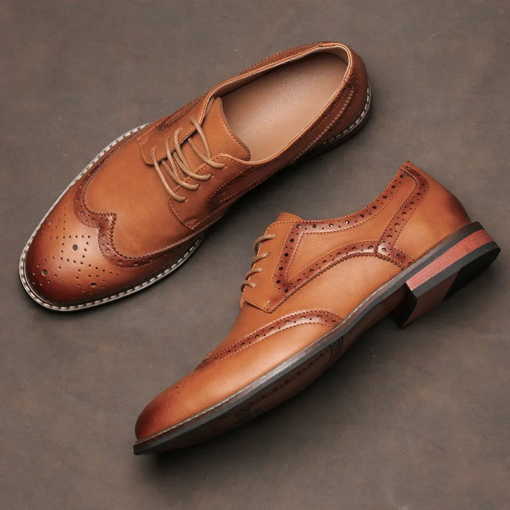 Maestro - Men's Classic Wingtip Brogue Dress Shoes - Ashour Shoes