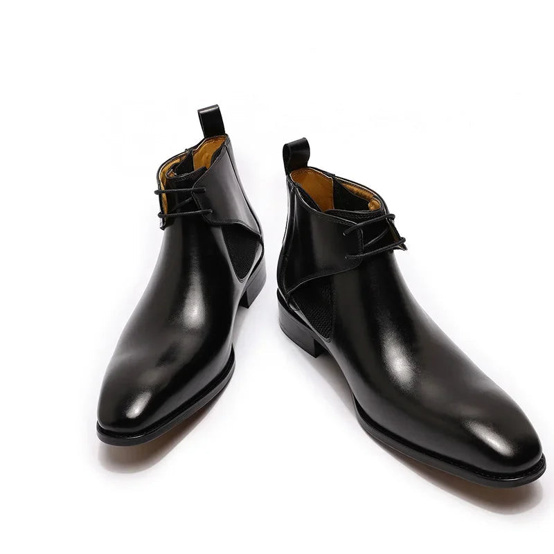 Stile - Men's Elegant Leather Ankle Boots for Business & Wedding - Ashour Shoes