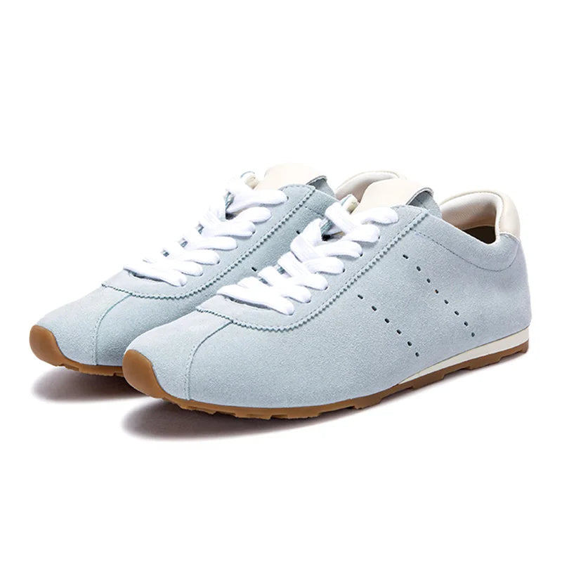 Celeste - Women's Light Blue Suede Casual Sneakers - Ashour Shoes