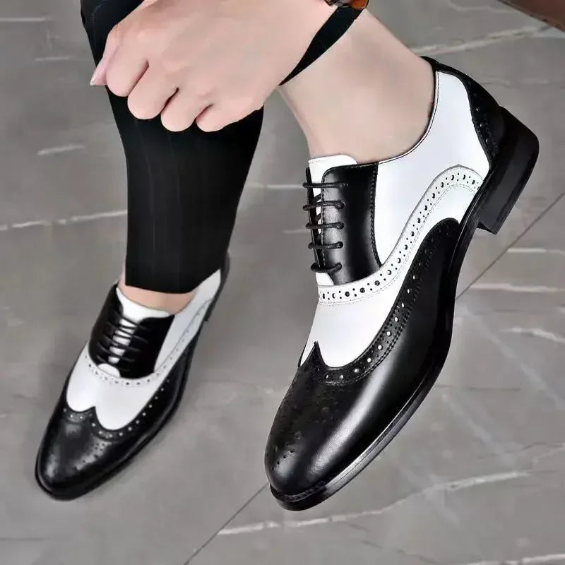 Dandy - Men's Two-Tone Wingtip Brogue Oxford Dress Shoes - Ashour Shoes