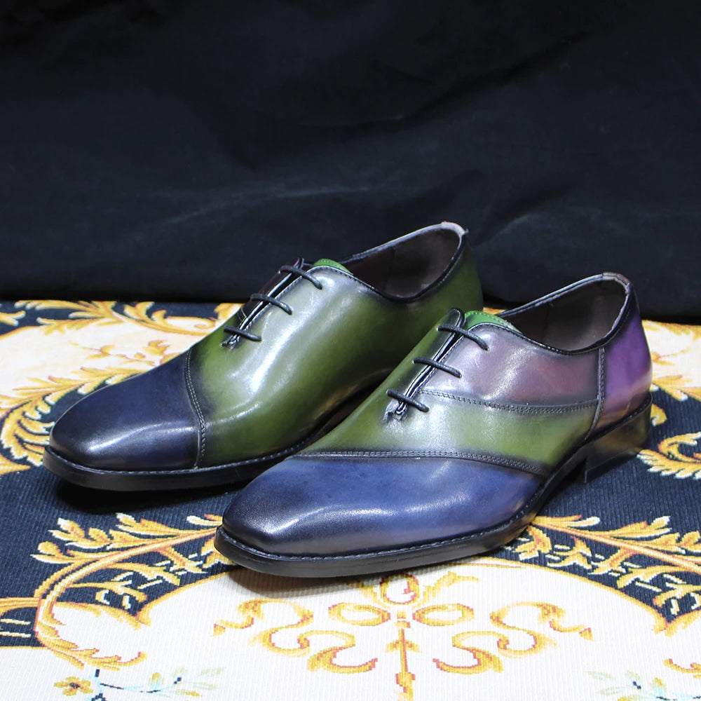 il gestore 3 - Two tone unique black and blue oxford shoes for men - Ashour Shoes
