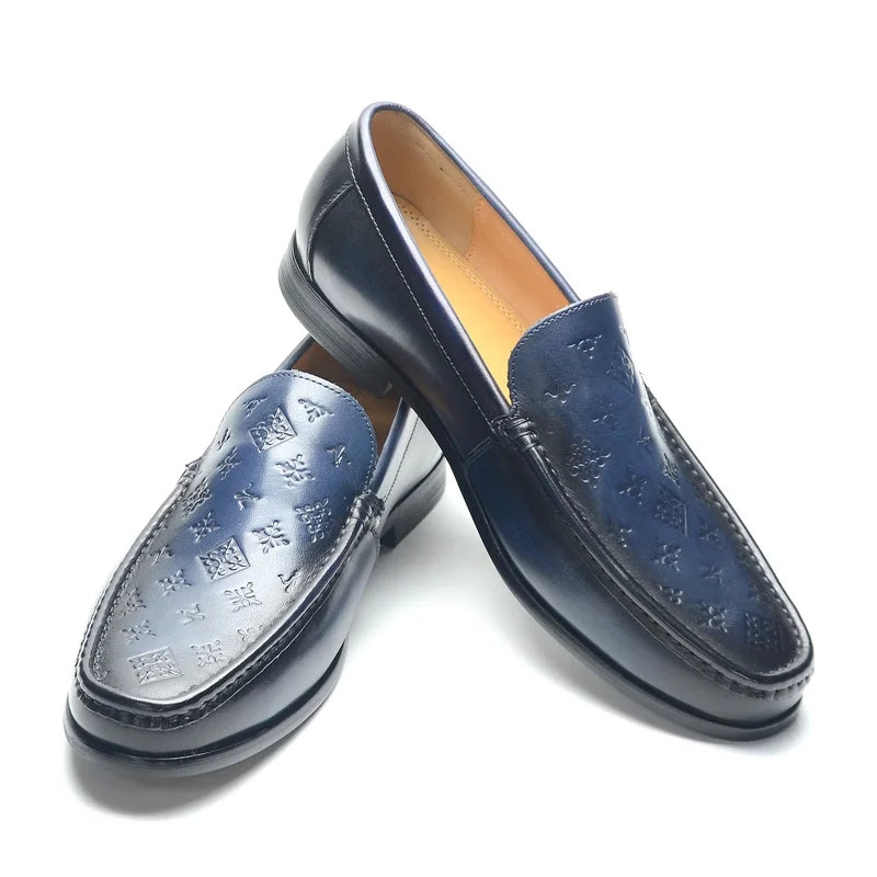 Smeraldo - Men's Luxury Green Embossed Leather Slip-On Loafers - Ashour Shoes