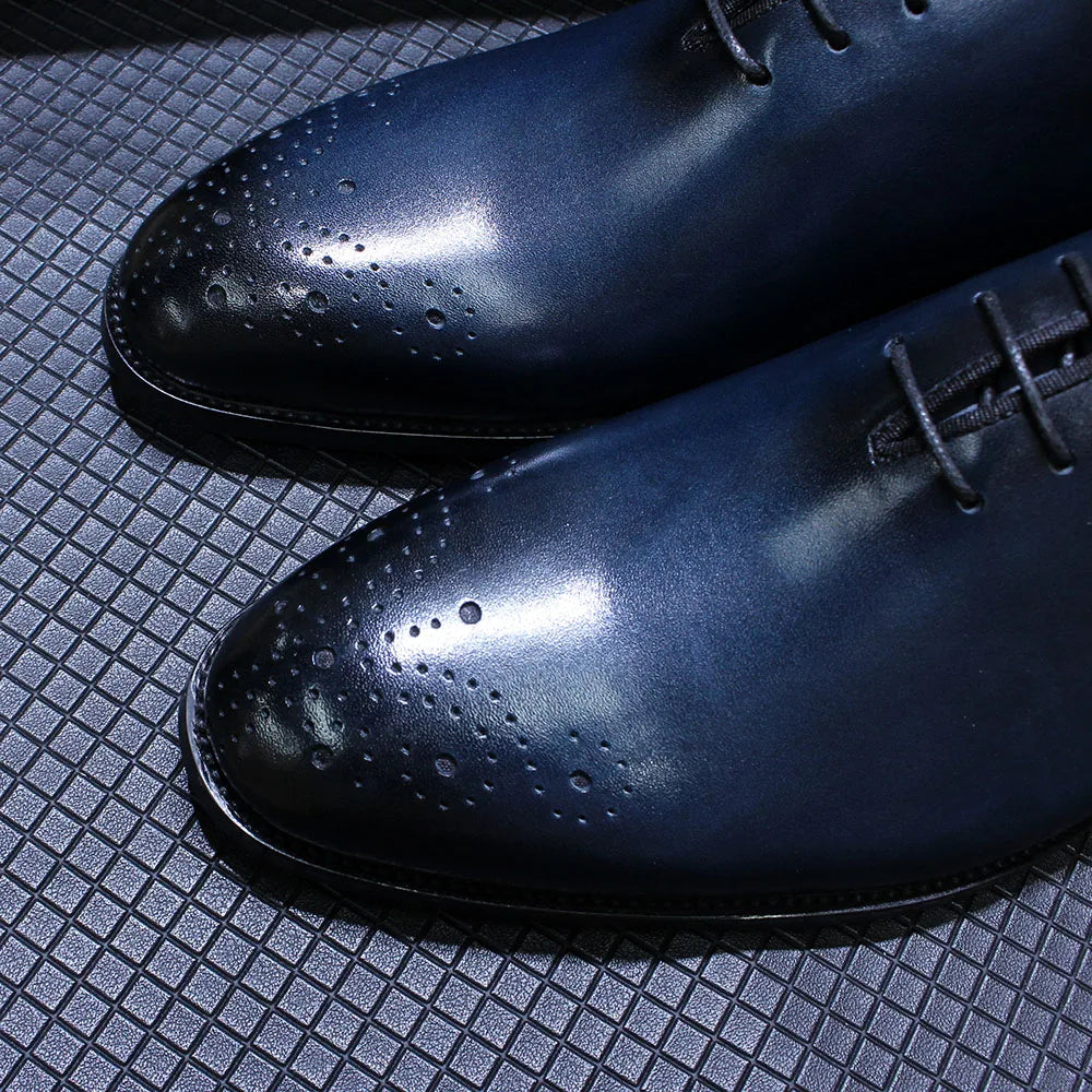 Maestro - Men's Premium Leather Brogue Cap Toe Oxford Dress Shoes - Ashour Shoes