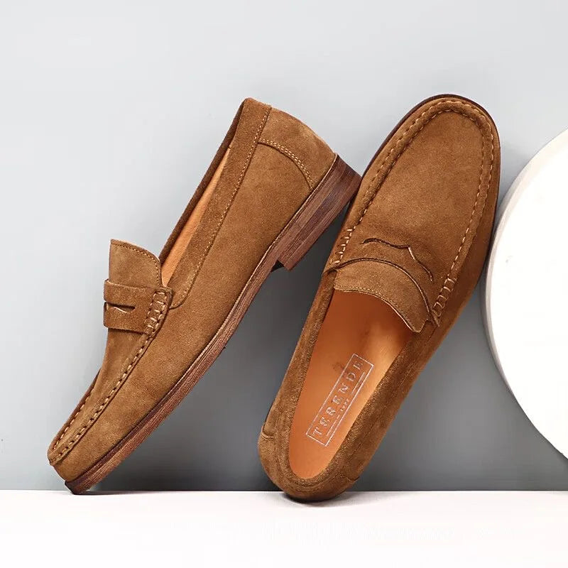 Camoscio - Men's Classic Suede Penny Loafers - Ashour Shoes