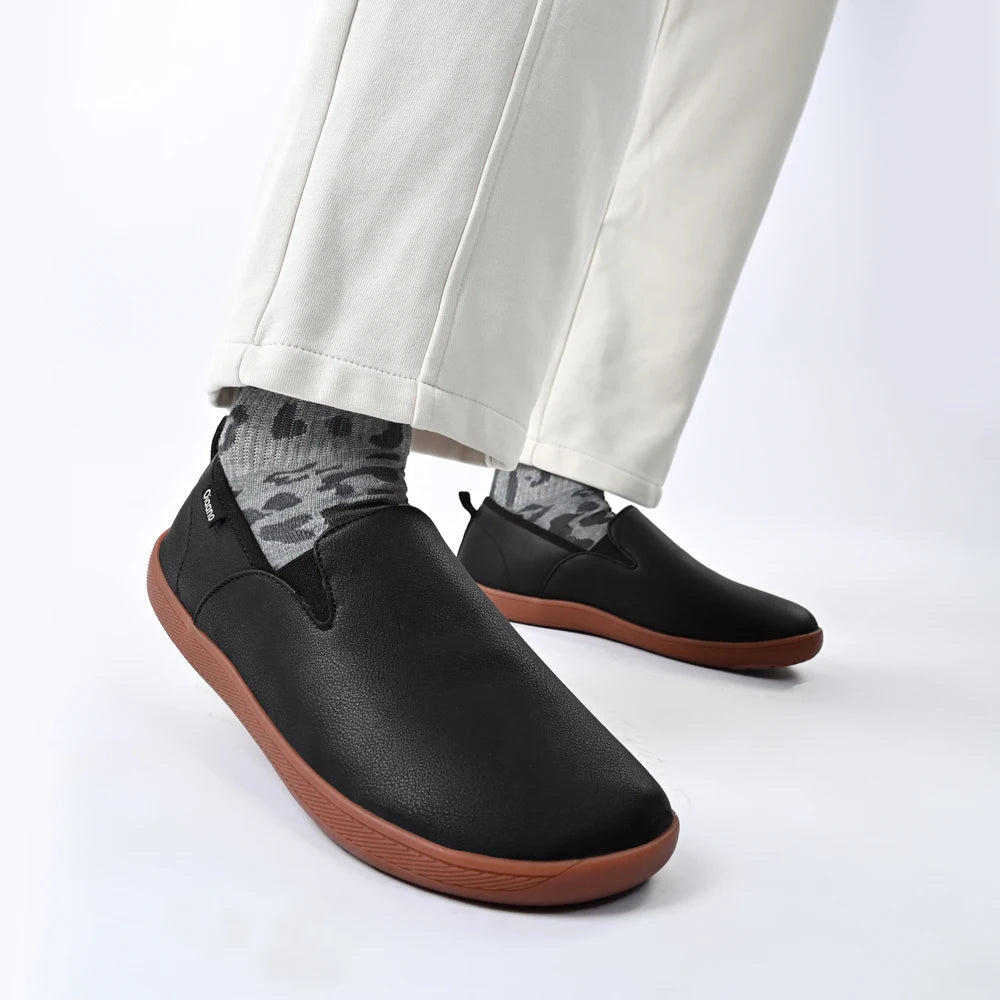 Comodo - Men's Minimalist Wide Toe Leather Slip-On Loafers - Ashour Shoes