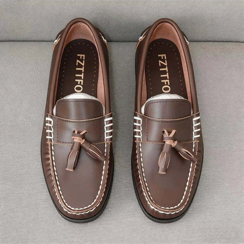 Vero - Men's Genuine Leather Tassel Loafers Moccasins - Ashour Shoes