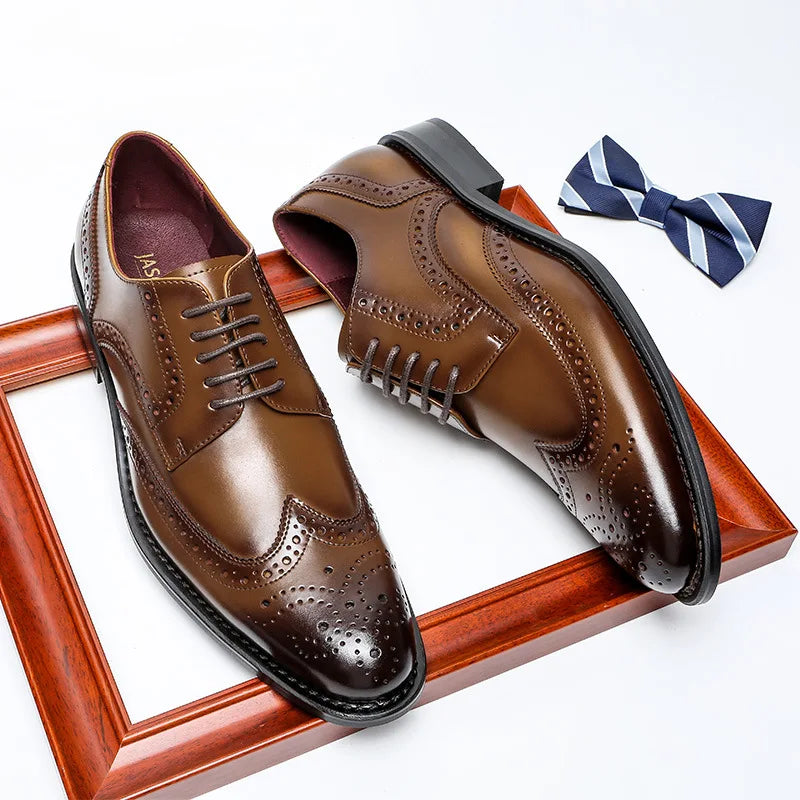 Signore - Men's Elegant Polished Leather Cap Toe Oxford Dress Shoes - Ashour Shoes