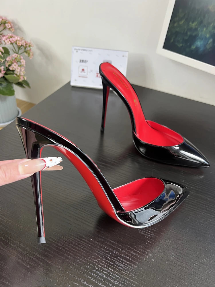 POX3 - Red Bottom High Heels in Patent Leather Pointed Toe Stiletto Pumps for Women - Ashour Shoes