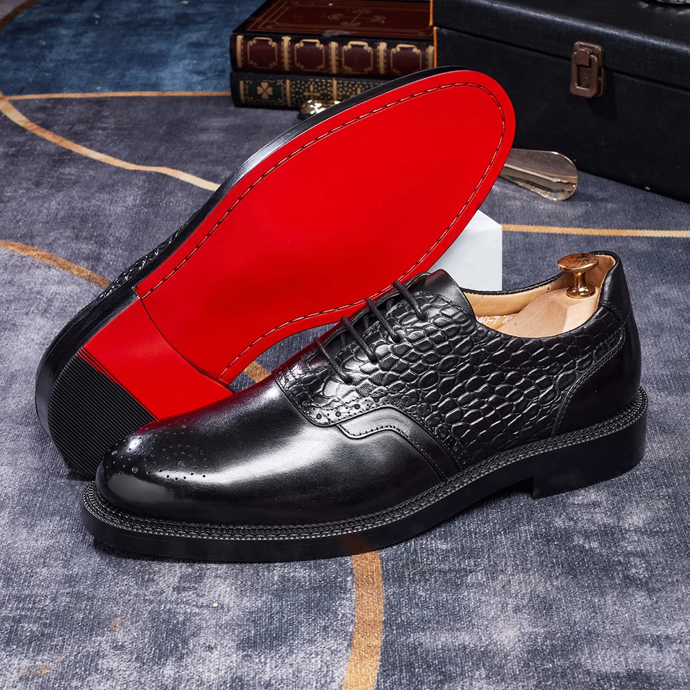 Aurelio – Men’s red bottoms sole shoes - Dual-Leather Oxford Shoes - Ashour Shoes