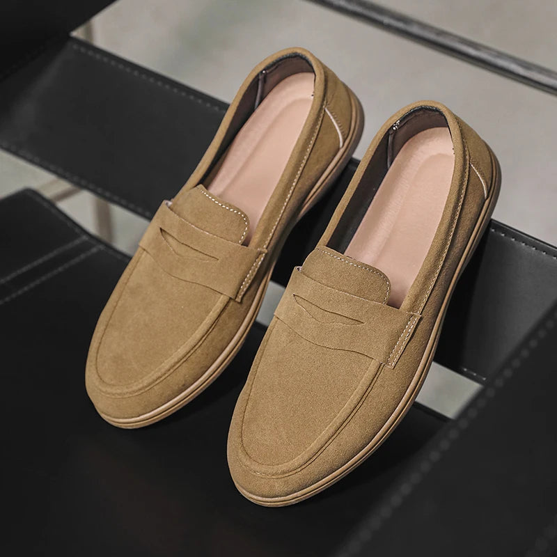 Comodo - Men's Casual Suede-Texture Slip-On Loafers - Ashour Shoes