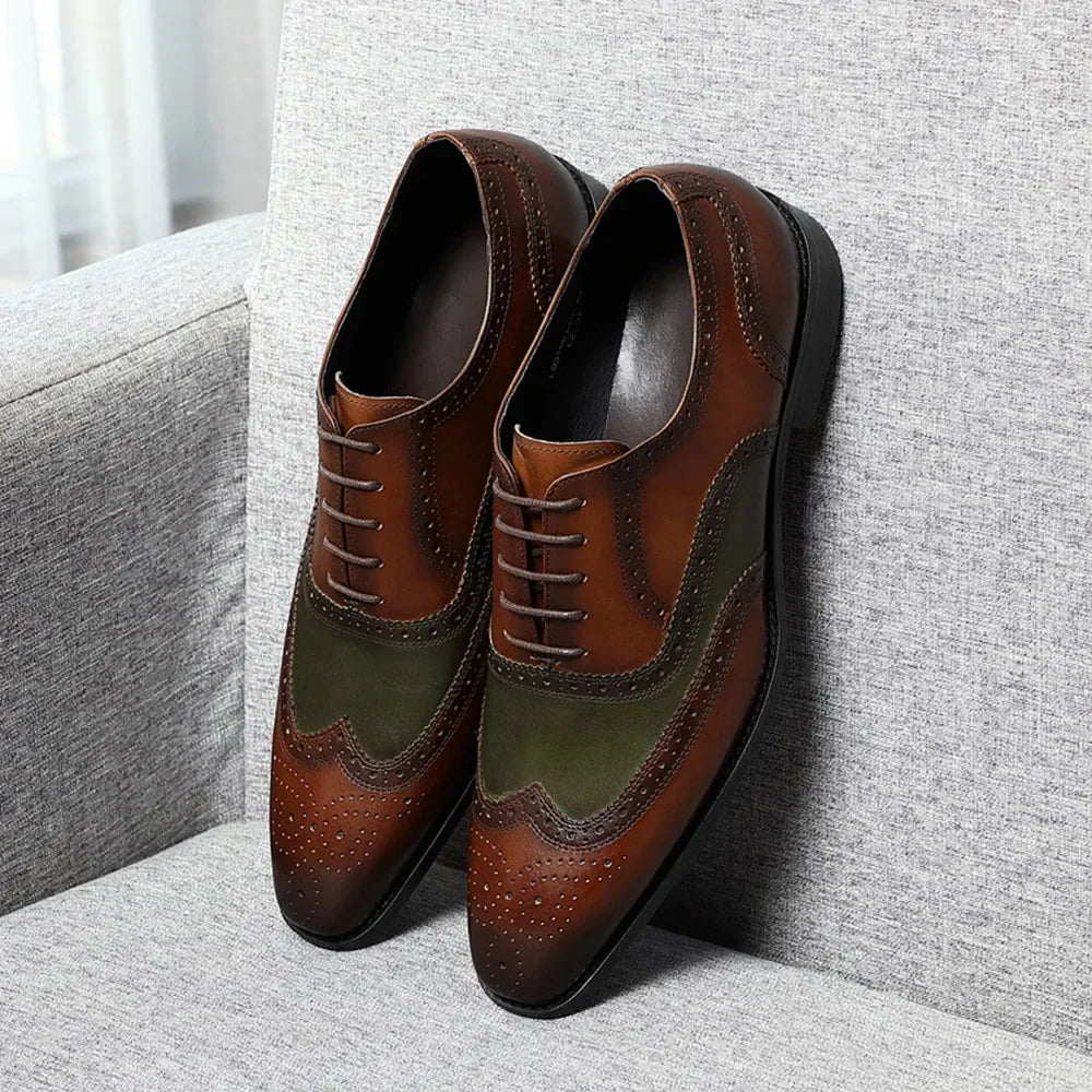 il gestore 2 - Elegant two tone spectator leather oxford shoes for men - Ashour Shoes