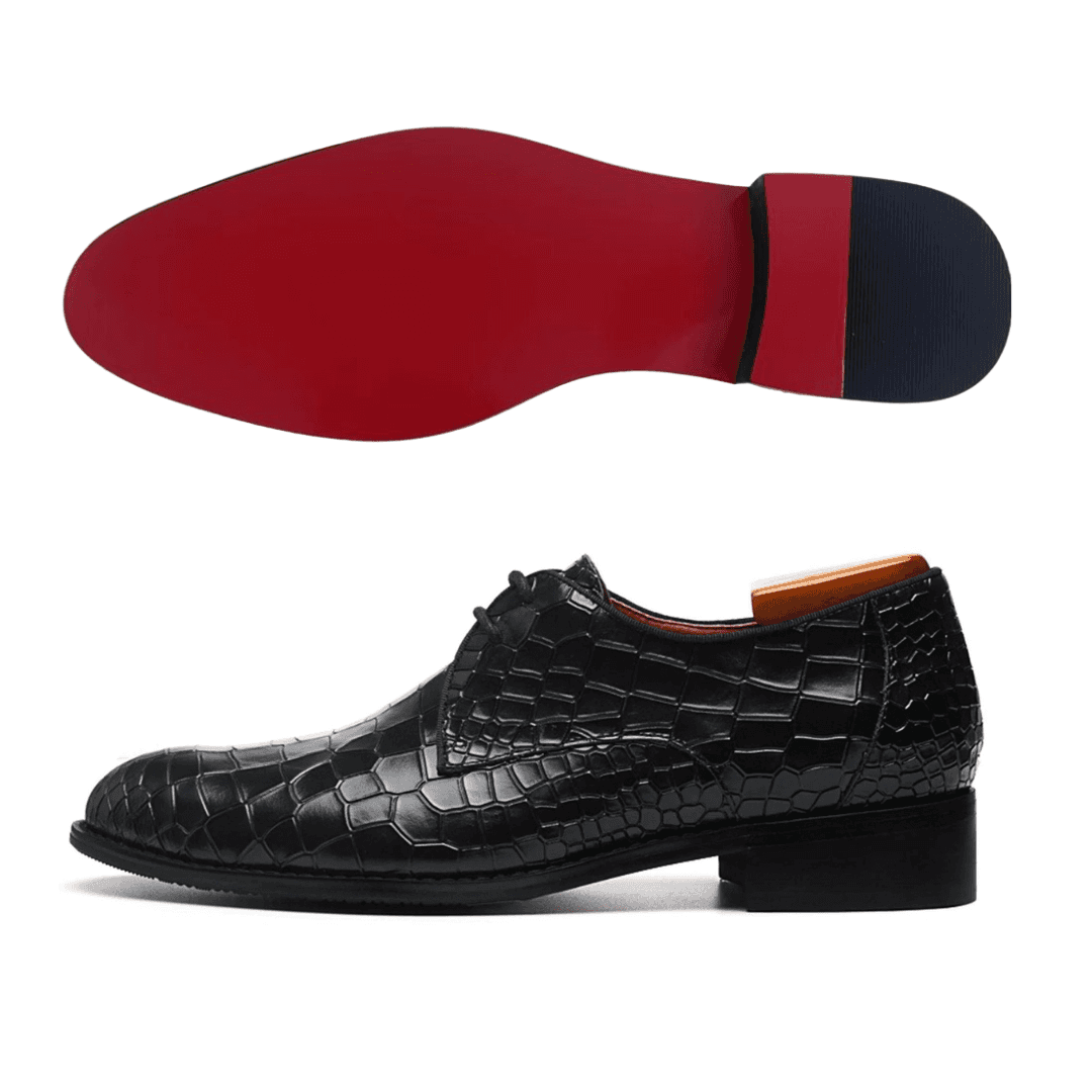 LUXX 7 - Red bottom leather derby dress shoes for men (alligator print AshourShoes LUXX 7 - Red bottom leather derby dress shoes for men (alligator print AshourShoes