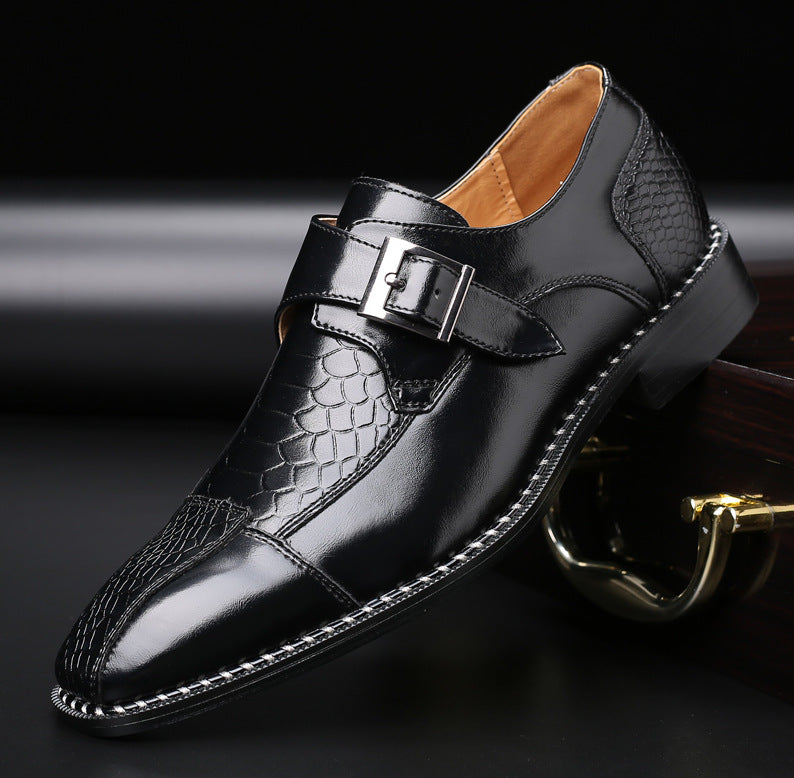 Single Buckle - Men's Monkstrap Leather Dress shoes Red / 39