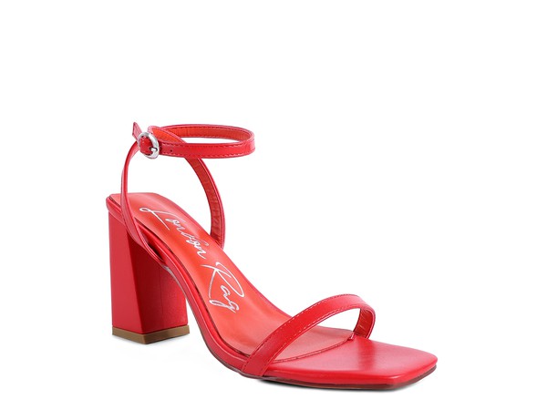La Muzza - Red Block Heel Ankle Strap Sandals For women