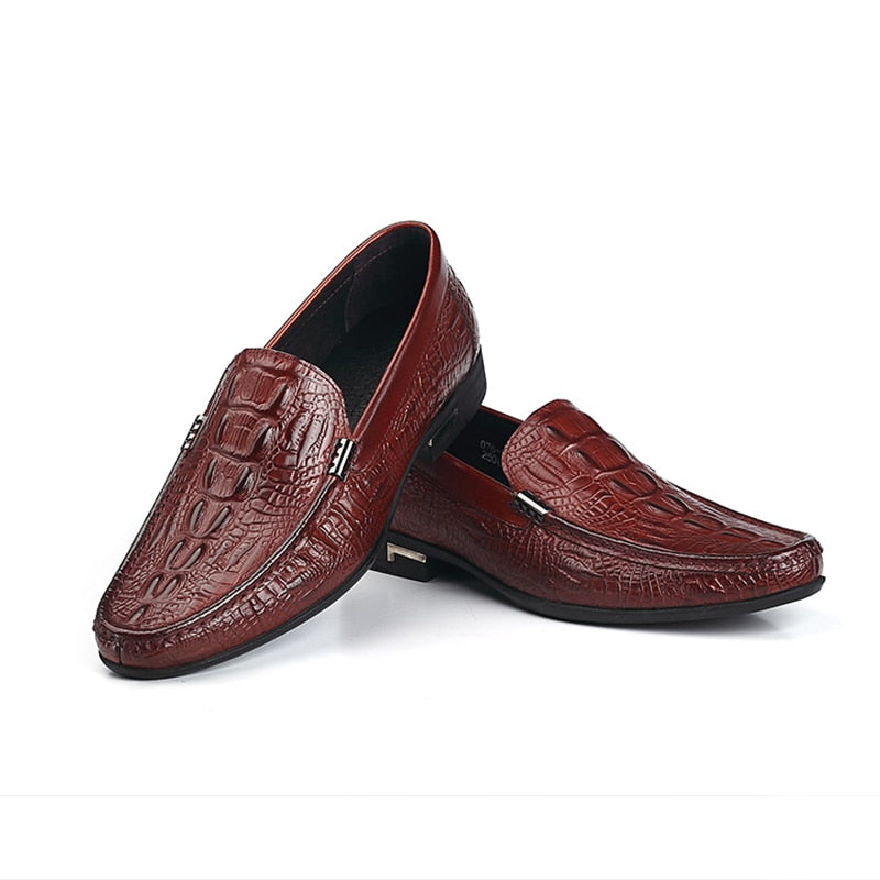 The Emperor - Leather Alligator Print Loafers For Men - Ashour Shoes