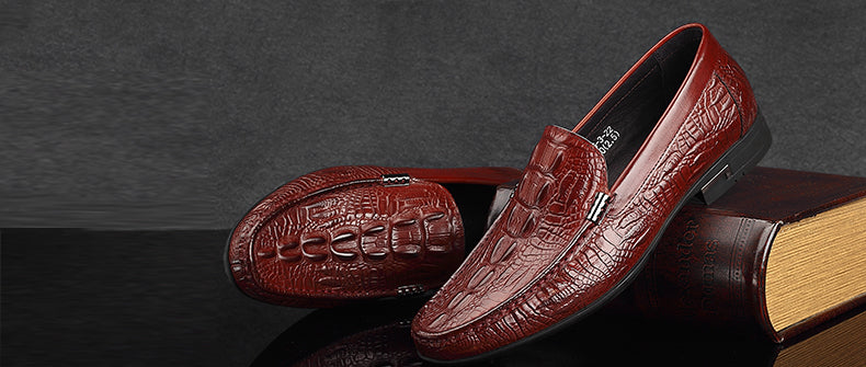 The Emperor - Leather Alligator Print Loafers For Men - Ashour Shoes