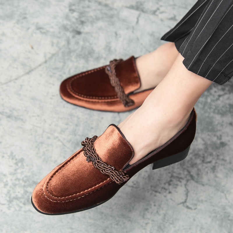 The WEH - Ribbon Decorated Suede Leather Loafers For Men - Ashour Shoes